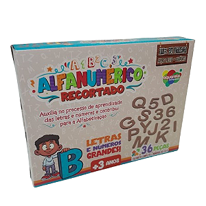 BRINQUEDO - ALFANUMERICO RECORTADO 36 PEÇAS AQUARELA BRINQUEDOS