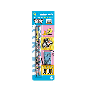 KIT LAPIS HB 2 LAPIS/APONTADOR/BORRACHA LOONEY TUNES LEO E LEO