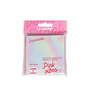 BLOCO ADESIVO PINK VIBES 76x76 MM 100 FOLHAS LEOARTE