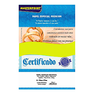 PAPEL ESPECIAL PREMIUM OFFSET AMARELO A4 180G 60 KG 50 FOLHAS MASTERPRINT