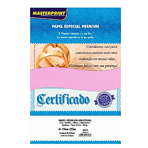 PAPEL ESPECIAL PREMIUM OFFSET ROSA A4 180G 60 KG 50 FOLHAS MASTERPRINT