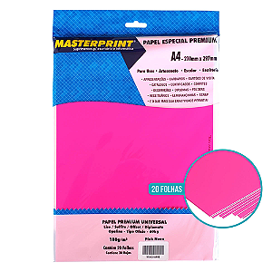 PAPEL ESPECIAL PREMIUM UNIVERSAL PINK NEON A4 180G 20 FOLHAS MASTERPRINT