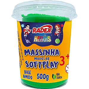 MASSA DE MODELAR SOFTPLAY VERDE POTE COM 500G RADEX