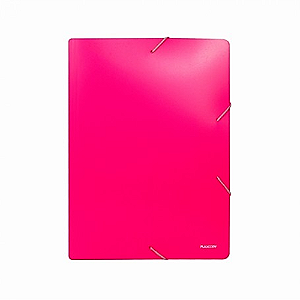 PASTA COM ABA ELASTICO A4 NEON ROSA PLASCONY