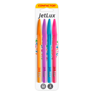 CANETA ESFEROGRÁFICA JETLUX 4 UNIDADES COMPACTOR
