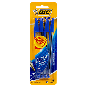 CANETA ESFEROGRÁFICA BIC 1.0MM CRISTAL AZUL LEVE 4 PAGUE 3