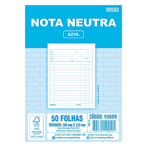 IMPRESSO NOTA NEUTRA 1/36 PEQUENO MULTIVIAS AZUL 50 FOLHAS (20UN) 103 x 142 MM ANIMATIVA