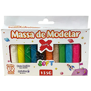 MASSINHA DE MODELAR SOFT 135G (AROMA SUAVE) 12 CORES 12 UNIDADES MAKE+