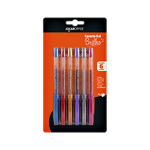 CANETA GEL BRILHO PONTA MEDIA 1.0MM 6 CORES JOCAR OFFICE