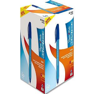 CANETA ESFEROGRÁFICA KILOMETRICA 100 0.7 FINA AZUL 50 UN PAPER MATE