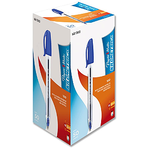 CANETA ESFEROGRÁFICA KILOMETRICA 100 1.0 MEDIA AZUL 50 UN PAPER MATE