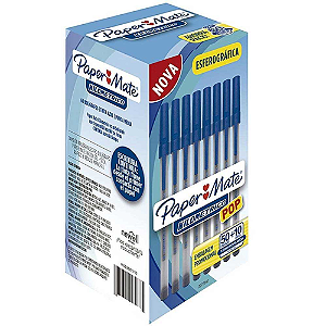 CANETA ESFEROGRÁFICA KILOMETRICA POP 1.0 MEDIA AZUL 60 UN PAPER MATE