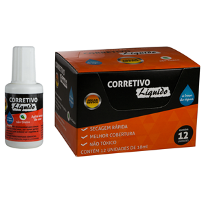 CORRETIVO LIQUIDO BASE DE AGUA 18ML 12 UNIDADES JOCAR OFFICE