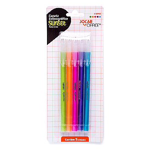 CANETA ESFEROGRAFICA SUNSET 1.0 MM 5 CORES JOCAR OFFICE