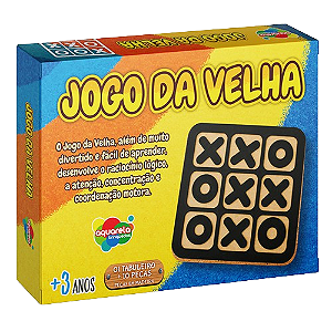 BRINQUEDO - JOGO DA VELHA 10 PEÇAS EM MADEIRA AQUARELA BRINQUEDOS