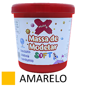 MASSA DE MODELAR SOFT AMARELO POTE COM 500G MAKE+