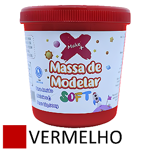 MASSA DE MODELAR SOFT VERMELHO POTE COM 500G MAKE+