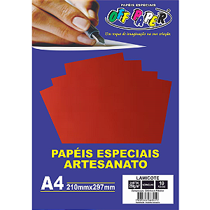 PAPEL ESPECIAL LAMICOTE VERMELHO A4 250G 10 FOLHAS OFF PAPER