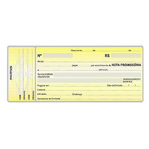 IMPRESSO NOTA PROMISSORIA PEQUENA 50 FOLHAS (20 UN) 145 x 65 MM ANIMATIVA