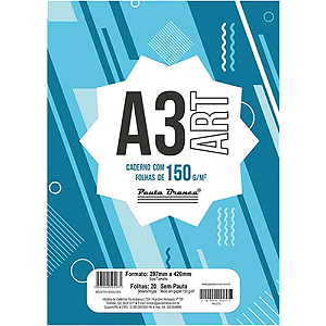 BLOCO DE DESENHO A3 150 G/M2 20 FOLHAS BRANCO 5 UNIDADES ART PB PAUTA BRANCA