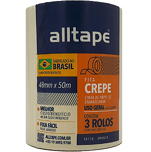 FITA CREPE 48MM X 50M 3 UNIDADES ALLTAPE