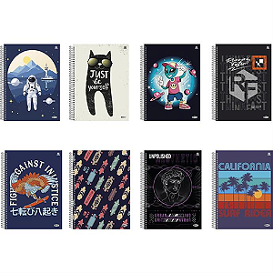 CADERNO CAPA DURA UNIVERSITARIO MASCULINO 10 MATÉRIAS 160 FOLHAS (2 UN) BOM D+ ANIMATIVA