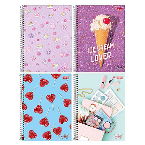 CADERNO CAPA DURA UNIVERSITARIO FEMININO 10 MATÉRIAS 160 FOLHAS (4 UN) VIBE TILIBRA