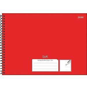CADERNO CAPA DURA DE DESENHO MEIA PAUTA (CARTOGRAFIA) ESPIRAL VERMELHO 80 FOLHAS (4 UN) 275 X 200 MM JANDAIA