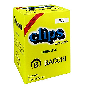 CLIPS GALVANIZADOS 3/0 CAIXA GRANDE (450 UNIDADES) LINHA LEVE BACCHI