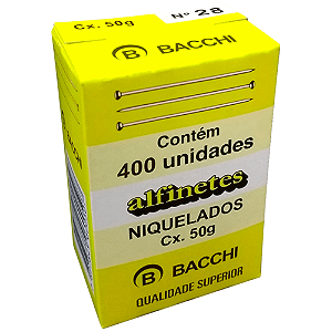 ALFINETE PARA COSTURA NIQUELADO N 28 (400 UNIDADES) 50G BACCHI