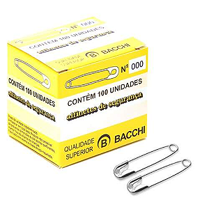 ALFINETE DE SEGURANÇA NIQUELADO N 000 (100 UNIDADES) BACCHI