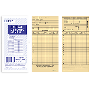 IMPRESSO CARTAO DE PONTO MENSAL MTB 100 FOLHAS SIDGRAPH