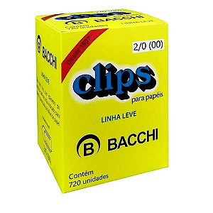 CLIPS GALVANIZADOS 2/0 (00) CAIXA GRANDE (720 UNIDADES) LINHA LEVE BACCHI