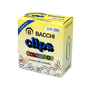 CLIPS COLORIDO 2/0 (00) (100 UNIDADES) BACCHI