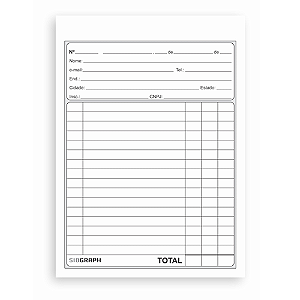 IMPRESSO NOTA NEUTRA 1/32 PEQUENO MULTIVIAS PRETO 50 FOLHAS (20UN) 104 x 144 MM SIDGRAPH