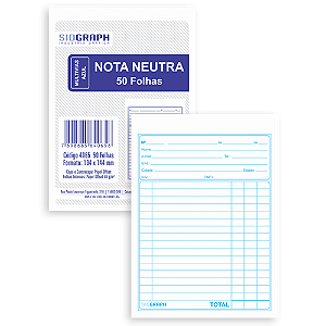 IMPRESSO NOTA NEUTRA 1/32 PEQUENO MULTIVIAS AZUL 50 FOLHAS (20UN) 104 x 144 MM SIDGRAPH