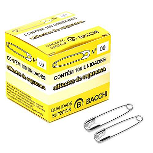 ALFINETE DE SEGURANÇA NIQUELADO N 00 (100 UNIDADES) BACCHI