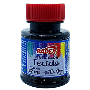 TINTA PARA TECIDO FOSCA PRETO 37 ML 12 UNIDADES RADEX