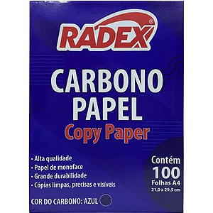 PAPEL CARBONO A4 AZUL 100 FOLHAS RADEX