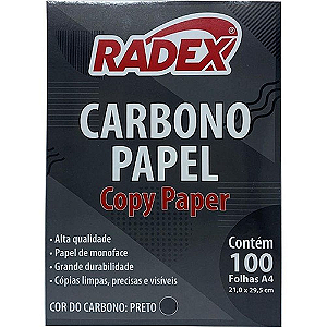 PAPEL CARBONO A4 PRETO 100 FOLHAS RADEX