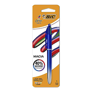 CANETA ESFEROGRÁFICA BIC 1.0MM 4 CORES GEL AZUL