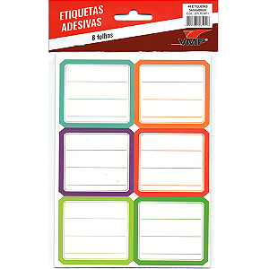 ETIQUETAS AUTO ADESIVAS PARA NOME 54 x 60 MM BLISTER COM 48 ETIQUETAS VMP