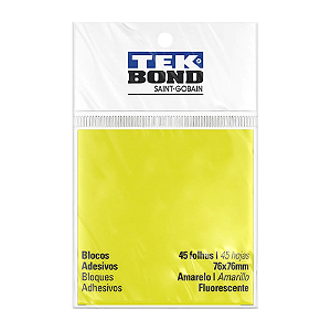 BLOCO ADESIVO AMARELO FLUORESCENTE 76x76 MM 45 FOLHAS TEKBOND