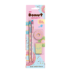 KIT LAPIS HB 2 LAPIS/APONTADOR/BORRACHA DONUT LEO E LEO