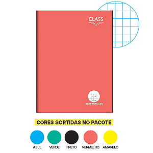 CADERNO CAPA DURA BROCHURAO QUADRICULADO (1X1 CM) CORES SORTIDAS 80 FOLHAS (5UN) 200 x 275 MM CLASS FORONI