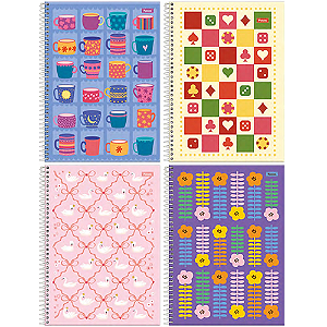 CADERNO CAPA DURA UNIVERSITARIO FEMININO 1 MATÉRIA 80 FOLHAS (4 UN) MID 200 X 275 MM FORONI