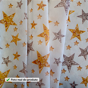 TNT 1,40 DE LARGURA ESTAMPADO ESTRELAS BRILHO 40G ROLO COM 25 M SUPPER