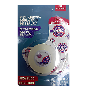 FITA DUPLA FACE COM ESPUMA EURO 771 PROFIL 12 MM x1,5 M EUROCEL
