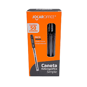 CANETA ESFEROGRÁFICA 1.0 MEDIA PRETA 50 UNIDADES SIMPLE JOCAR OFFICE