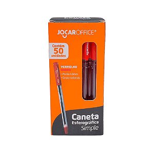 CANETA ESFEROGRÁFICA 1.0 MEDIA VERMELHA 50 UNIDADES SIMPLE JOCAR OFFICE